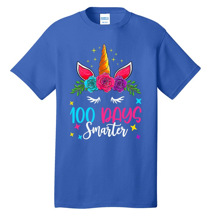 100 Days Smarter Unicorn 100 Days Of School 100th Day Cool Gift Tall T-Shirt