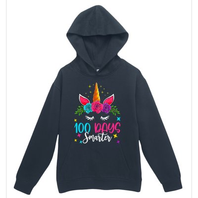 100 Days Smarter Unicorn 100 Days Of School 100th Day Cool Gift Urban Pullover Hoodie