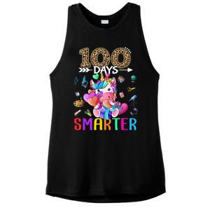 100 Days Smarter Unicorn Happy 100th Day Of School Gift Ladies PosiCharge Tri-Blend Wicking Tank