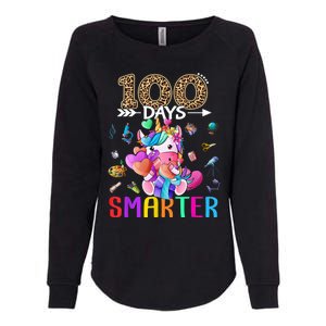 100 Days Smarter Unicorn Happy 100th Day Of School Gift Womens California Wash Sweatshirt