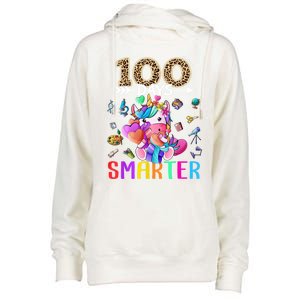 100 Days Smarter Unicorn Happy 100th Day Of School Gift Womens Funnel Neck Pullover Hood