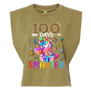 100 Days Smarter Unicorn Happy 100th Day Of School Gift Garment-Dyed Women's Muscle Tee