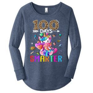 100 Days Smarter Unicorn Happy 100th Day Of School Gift Women's Perfect Tri Tunic Long Sleeve Shirt