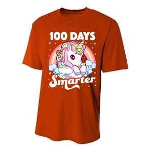 100 Days Smarter Unicorn Teacher 100th Day Of School Cool Gift Performance Sprint T-Shirt