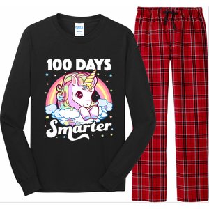 100 Days Smarter Unicorn Teacher 100th Day Of School Cool Gift Long Sleeve Pajama Set