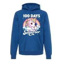 100 Days Smarter Unicorn Teacher 100th Day Of School Cool Gift Premium Hoodie