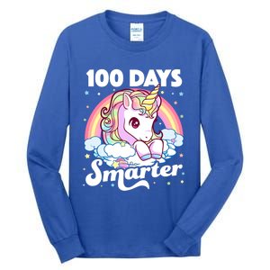 100 Days Smarter Unicorn Teacher 100th Day Of School Cool Gift Tall Long Sleeve T-Shirt