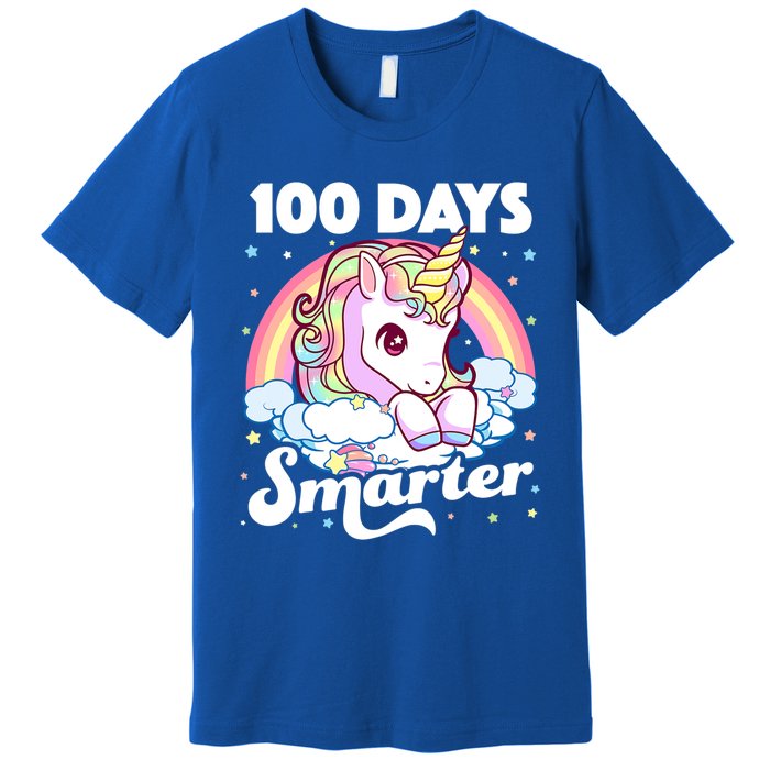 100 Days Smarter Unicorn Teacher 100th Day Of School Cool Gift Premium T-Shirt