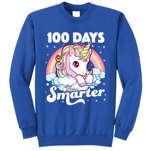 100 Days Smarter Unicorn Teacher 100th Day Of School Cool Gift Tall Sweatshirt