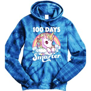 100 Days Smarter Unicorn Teacher 100th Day Of School Cool Gift Tie Dye Hoodie