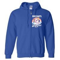 100 Days Smarter Unicorn Teacher 100th Day Of School Cool Gift Full Zip Hoodie