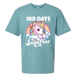 100 Days Smarter Unicorn Teacher 100th Day Of School Cool Gift Sueded Cloud Jersey T-Shirt