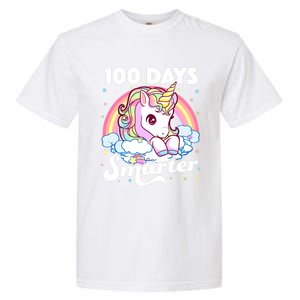 100 Days Smarter Unicorn Teacher 100th Day Of School Cool Gift Garment-Dyed Heavyweight T-Shirt