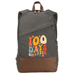 100 Days Smarter Happy 100th Day Of School Groovy Boy Girl Cotton Canvas Backpack