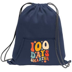 100 Days Smarter Happy 100th Day Of School Groovy Boy Girl Sweatshirt Cinch Pack Bag