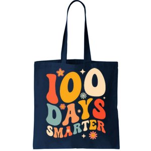 100 Days Smarter Happy 100th Day Of School Groovy Boy Girl Tote Bag