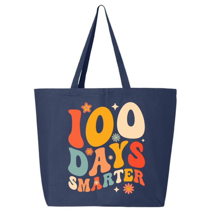 100 Days Smarter Happy 100th Day Of School Groovy Boy Girl 25L Jumbo Tote