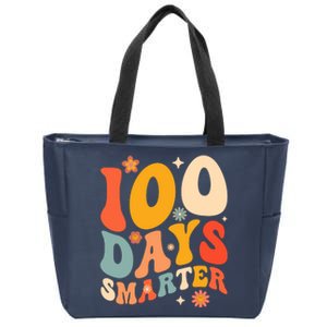 100 Days Smarter Happy 100th Day Of School Groovy Boy Girl Zip Tote Bag