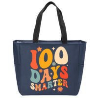 100 Days Smarter Happy 100th Day Of School Groovy Boy Girl Zip Tote Bag