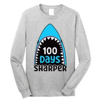 100 Days Sharper Boy Shark 100th Day Of School Long Sleeve Shirt