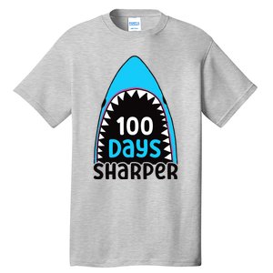 100 Days Sharper Boy Shark 100th Day Of School Tall T-Shirt