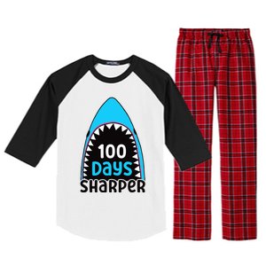 100 Days Sharper Boy Shark 100th Day Of School Raglan Sleeve Pajama Set