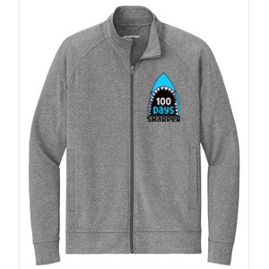 100 Days Sharper Boy Shark 100th Day Of School Stretch Full-Zip Cadet Jacket