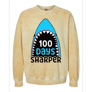 100 Days Sharper Boy Shark 100th Day Of School Colorblast Crewneck Sweatshirt