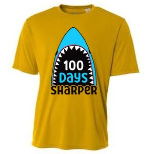 100 Days Sharper Boy Shark 100th Day Of School Cooling Performance Crew T-Shirt