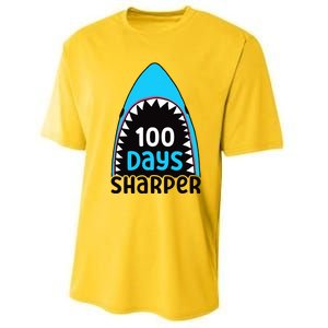 100 Days Sharper Boy Shark 100th Day Of School Performance Sprint T-Shirt