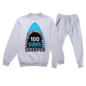 100 Days Sharper Boy Shark 100th Day Of School Premium Crewneck Sweatsuit Set