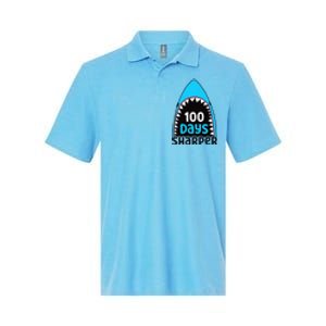 100 Days Sharper Boy Shark 100th Day Of School Softstyle Adult Sport Polo