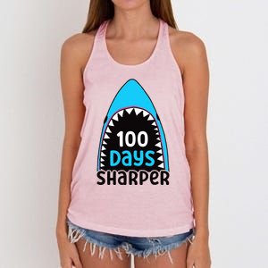 100 Days Sharper Boy Shark 100th Day Of School Women's Knotted Racerback Tank