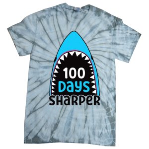 100 Days Sharper Boy Shark 100th Day Of School Tie-Dye T-Shirt