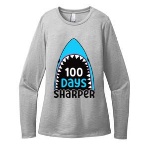 100 Days Sharper Boy Shark 100th Day Of School Womens CVC Long Sleeve Shirt