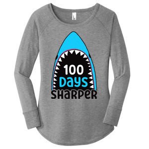 100 Days Sharper Boy Shark 100th Day Of School Women's Perfect Tri Tunic Long Sleeve Shirt