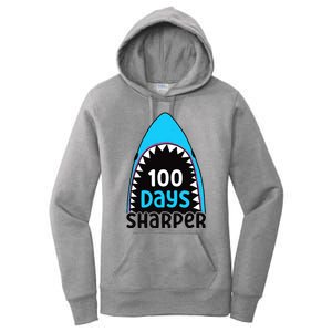 100 Days Sharper Boy Shark 100th Day Of School Women's Pullover Hoodie