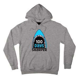 100 Days Sharper Boy Shark 100th Day Of School Tall Hoodie