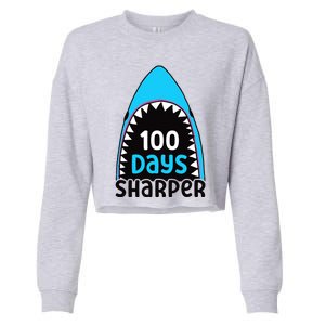 100 Days Sharper Boy Shark 100th Day Of School Cropped Pullover Crew