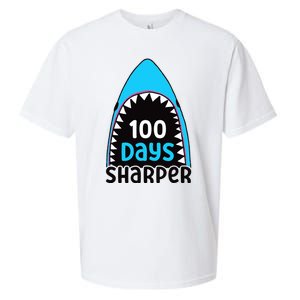 100 Days Sharper Boy Shark 100th Day Of School Sueded Cloud Jersey T-Shirt