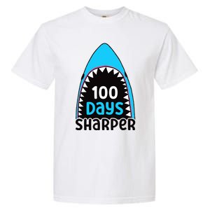 100 Days Sharper Boy Shark 100th Day Of School Garment-Dyed Heavyweight T-Shirt