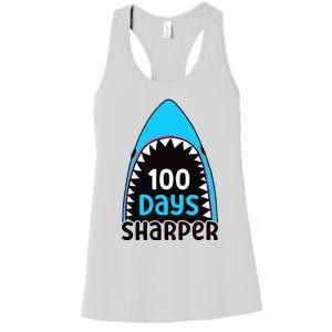 100 Days Sharper Boy Shark 100th Day Of School Women's Racerback Tank