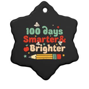 100 Days Smarter And Brighter Happy 100 Days Of School Groovy Gift Ceramic Star Ornament