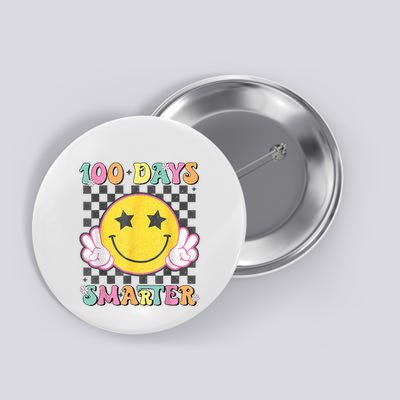 100 Days Smarter Smile Face 100th Day Of School Teacher Button