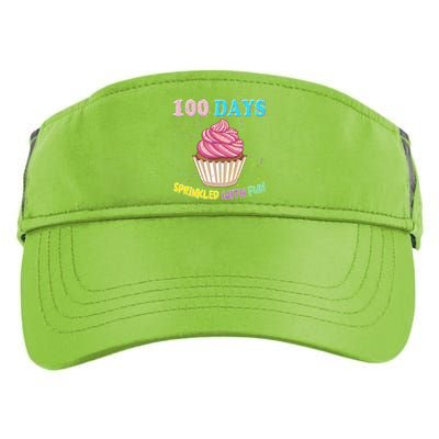 100 Days Sprinkled Fun Pink Cupcake 100th Day Of School Gift Adult Drive Performance Visor