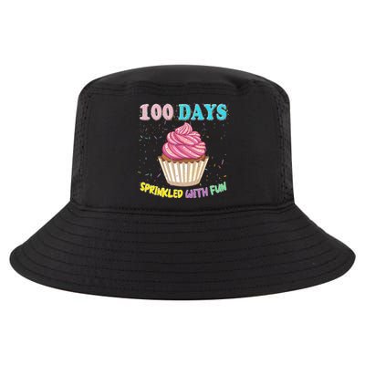 100 Days Sprinkled Fun Pink Cupcake 100th Day Of School Gift Cool Comfort Performance Bucket Hat