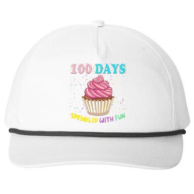 100 Days Sprinkled Fun Pink Cupcake 100th Day Of School Gift Snapback Five-Panel Rope Hat