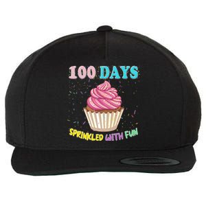 100 Days Sprinkled Fun Pink Cupcake 100th Day Of School Gift Wool Snapback Cap