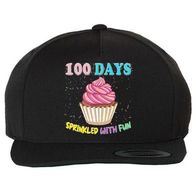 100 Days Sprinkled Fun Pink Cupcake 100th Day Of School Gift Wool Snapback Cap