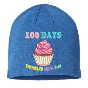 100 Days Sprinkled Fun Pink Cupcake 100th Day Of School Gift Sustainable Beanie